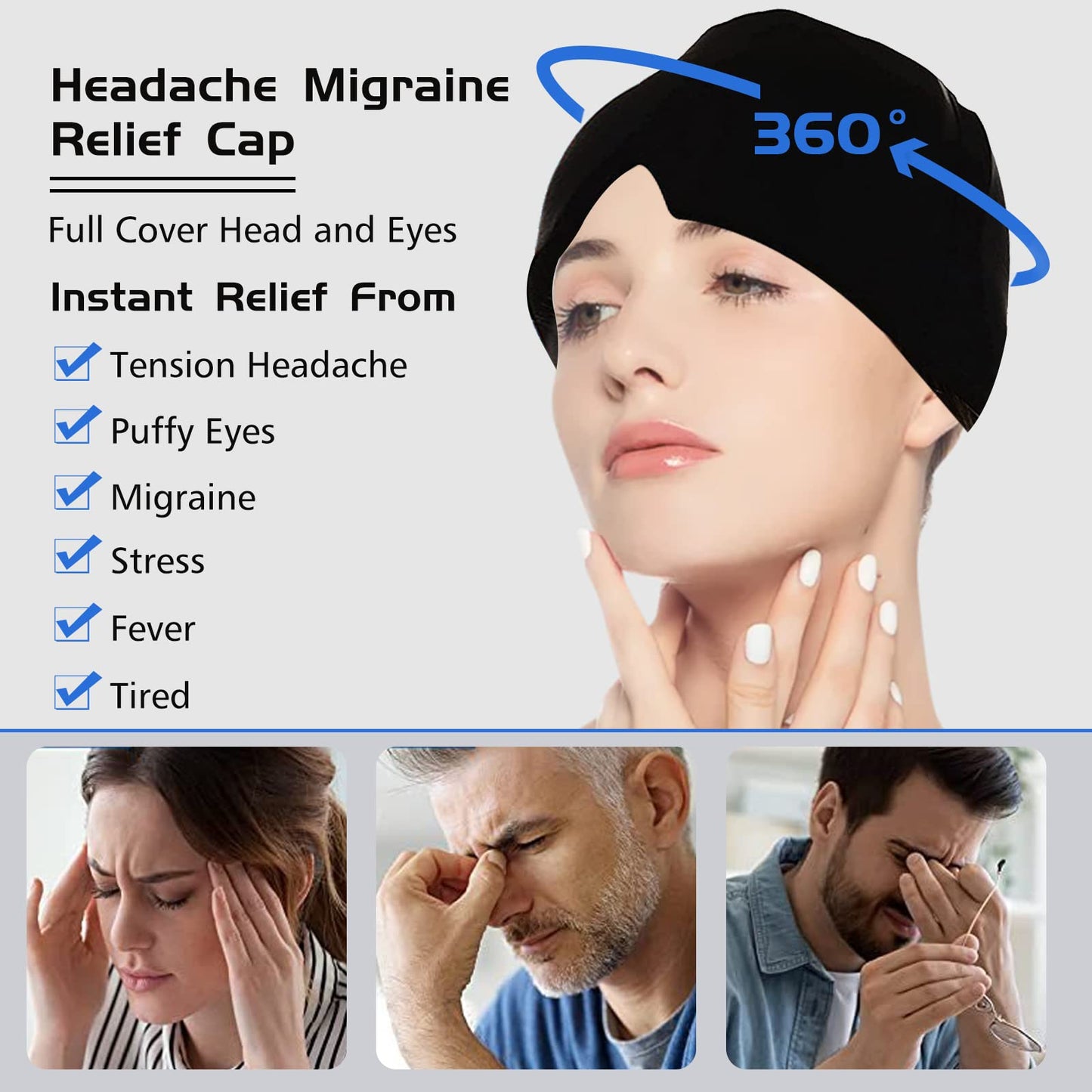 Masca Anti-Migrena cu Efect de Gheata-Calm Instant pentru Durere si Stres