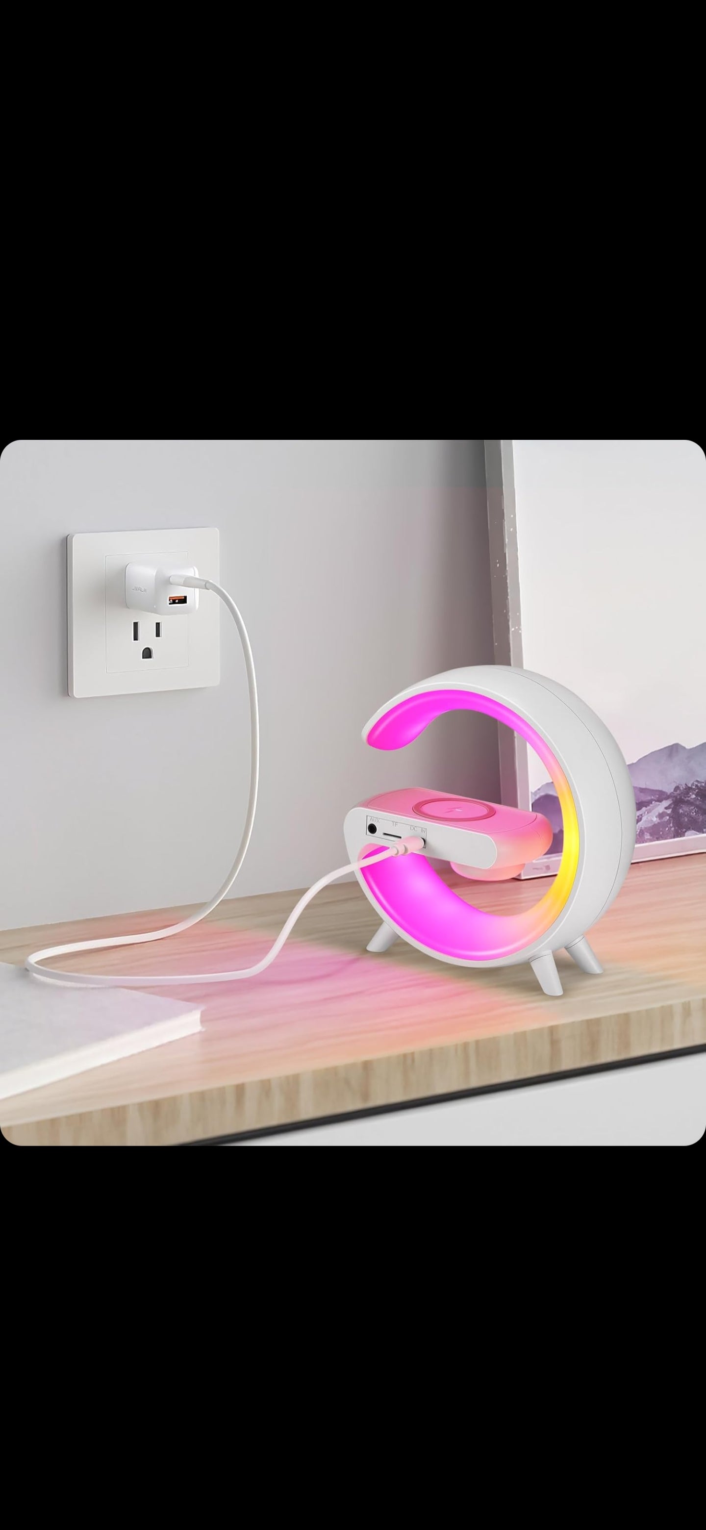 🔥 Lampă LED RGB 3 în 1 – Încărcare Wireless, Boxă Bluetooth și Ceas cu Alarmă